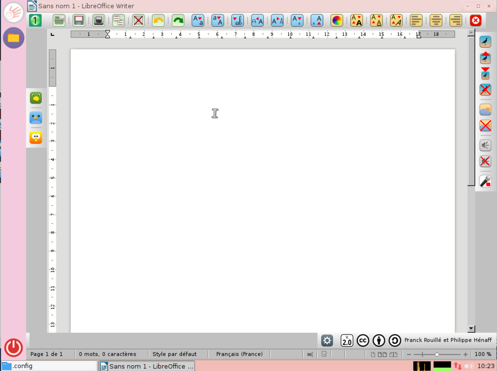 PrimTux 中的简化 LibreOffice 界面
